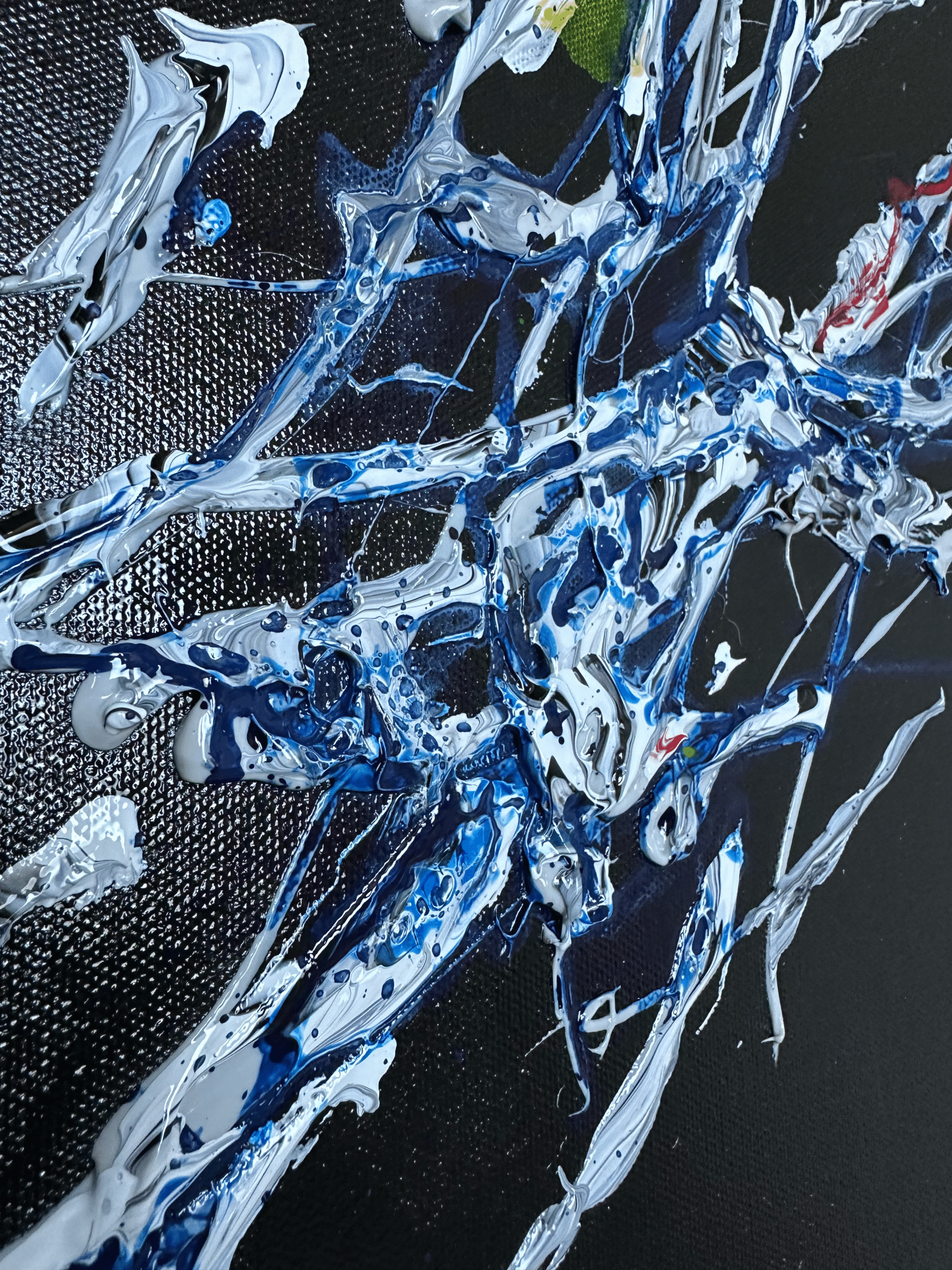 Daeu Angert. Fractal Interrupted. Mixed Media. Detail. 30"x48". 2024.