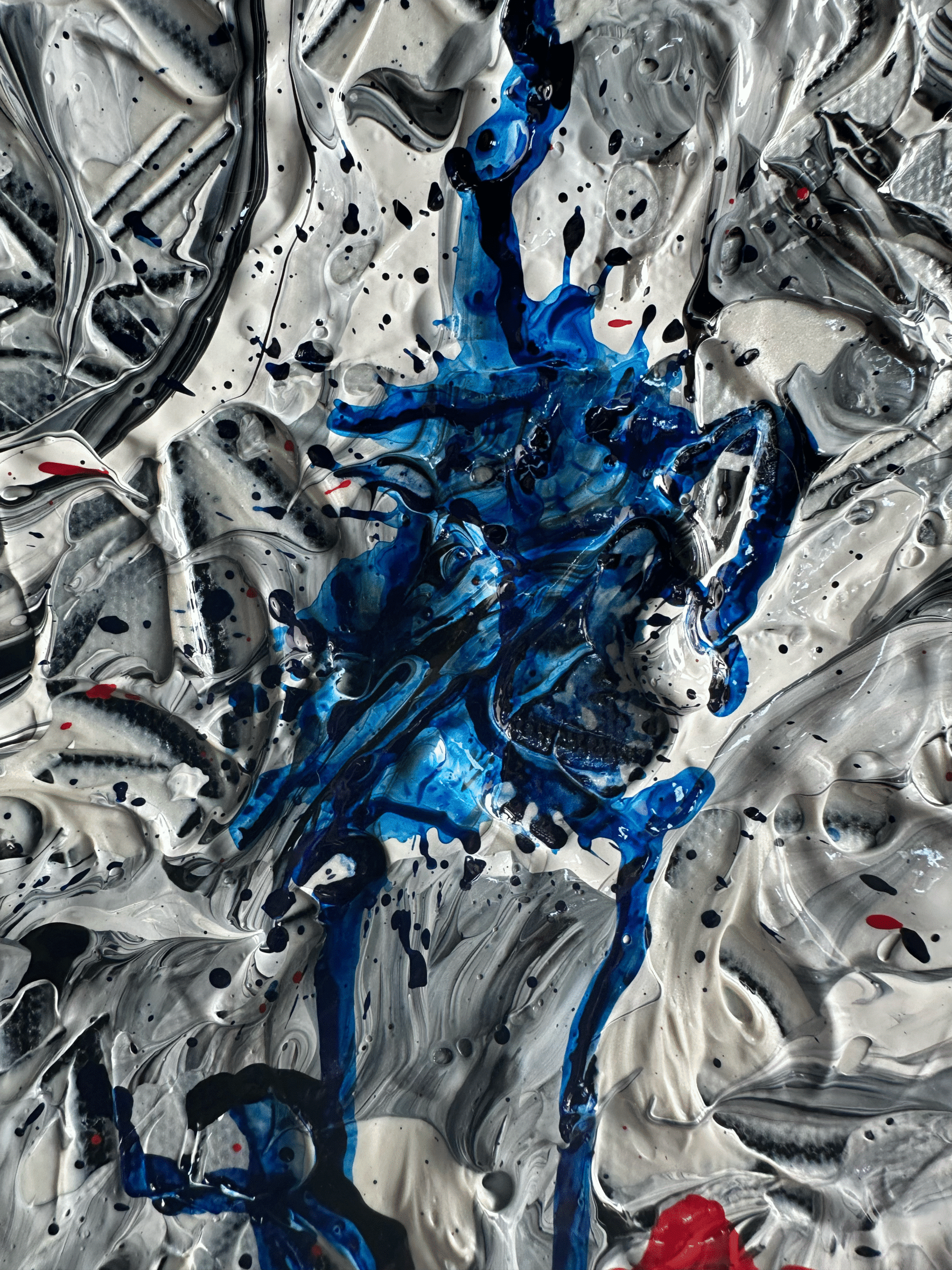 Daeu Angert. RBY. Mixed Media. Detail. 40"x30". 2024.