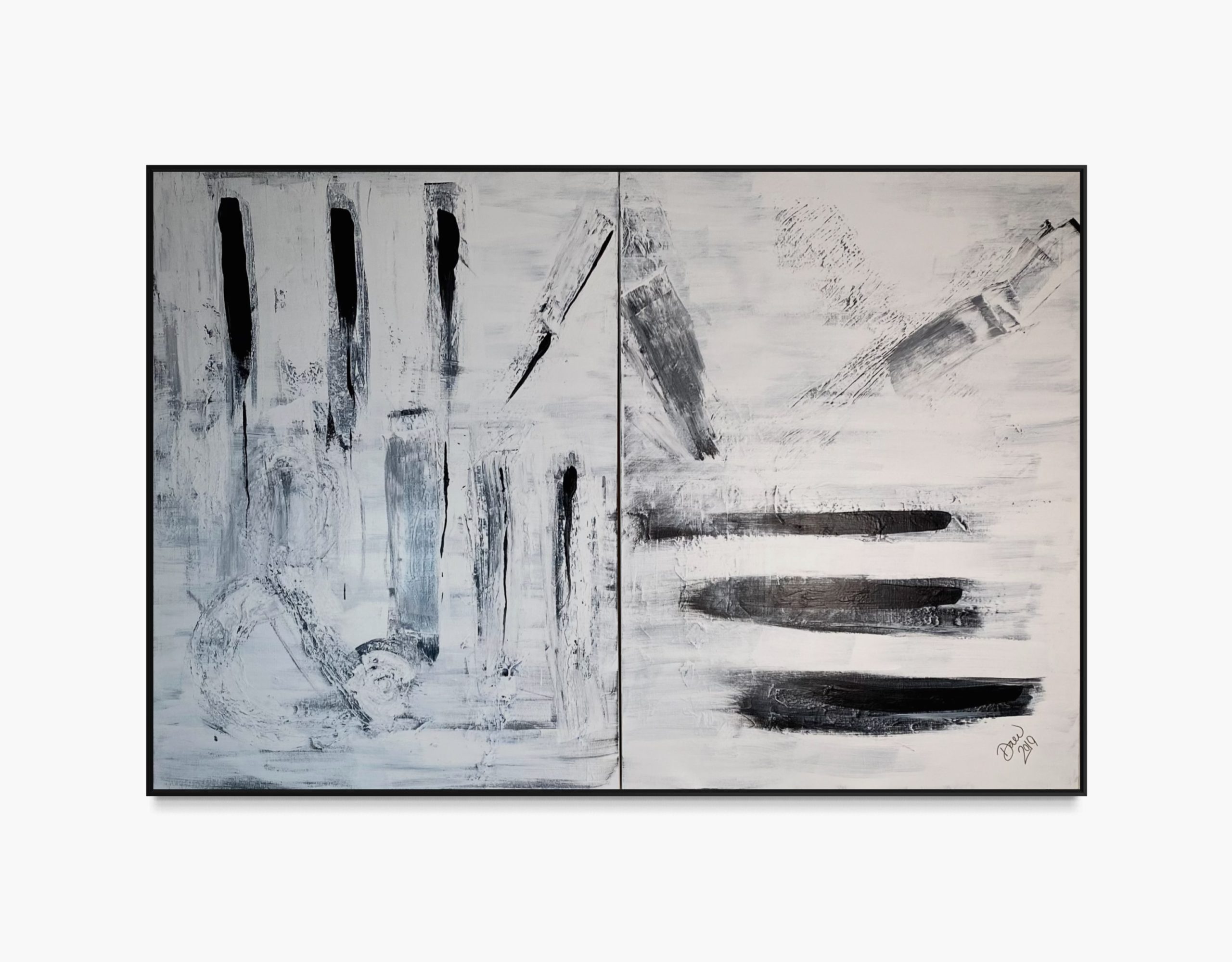 Max & Me, a mixed media diptych by Daeu Angert